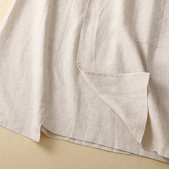 Buddha Stones Vintage Summer Asymmetrical High Waist Women's Cotton Linen Skirt With Pockets - image 16