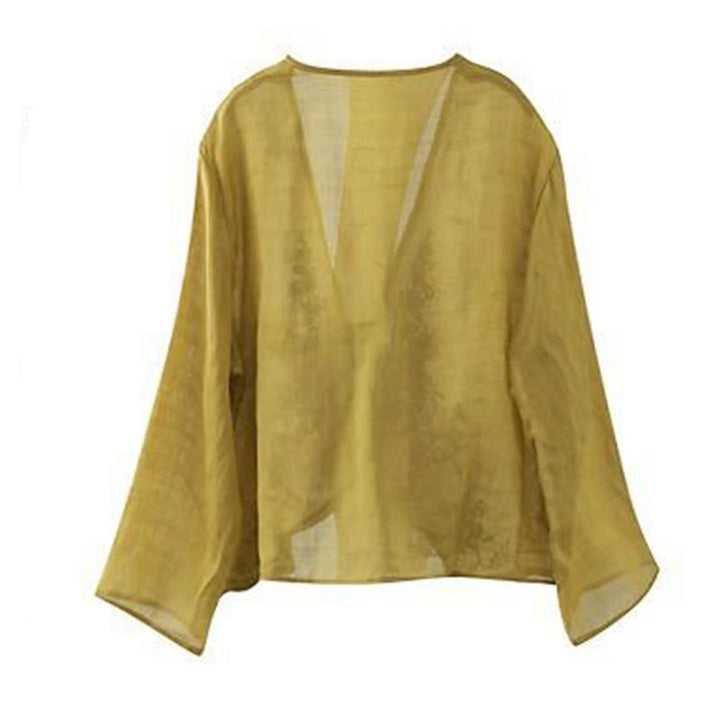 Buddha Stones Casual Embroidery Petals Long Sleeve Open Front Cardigan Jacket