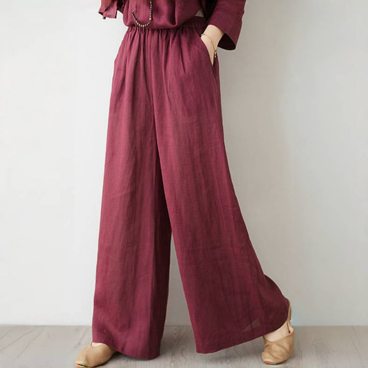 Buddha Stones 2Pcs Three Quarter Sleeve Shirt Top Pants Meditation Zen Tai Chi Cotton Linen Clothing Women's Set