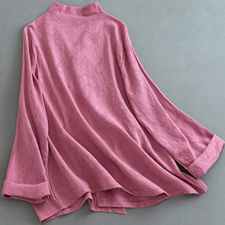 Buddha Stones Casual Solid Color Frog Button Long Sleeve Zen Cotton Linen Women's Shirt