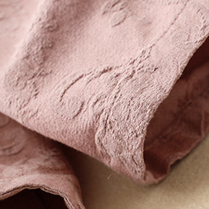 Buddha Stones Embroidered Flowers Grass Frog-Button Long Sleeve Cotton Women's Shirt - image 9