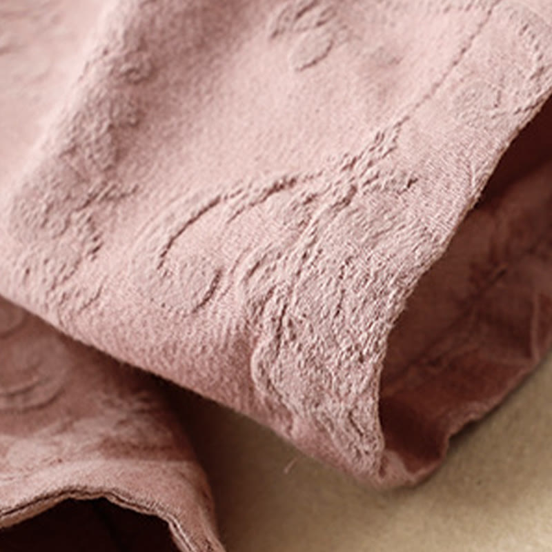 Buddha Stones Embroidered Flowers Grass Frog-Button Long Sleeve Cotton Women's Shirt - image 9