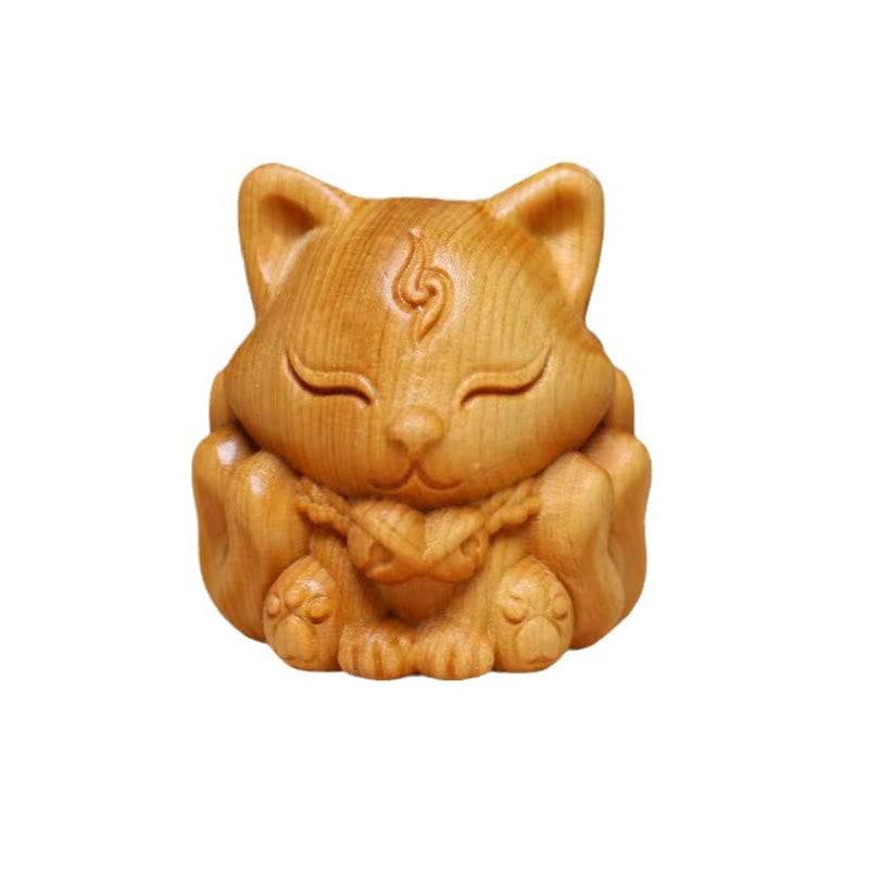 Buddha Stones Thuja Sutchuenensis Wood Nine Tailed Fox Statue Prosperity Decoration