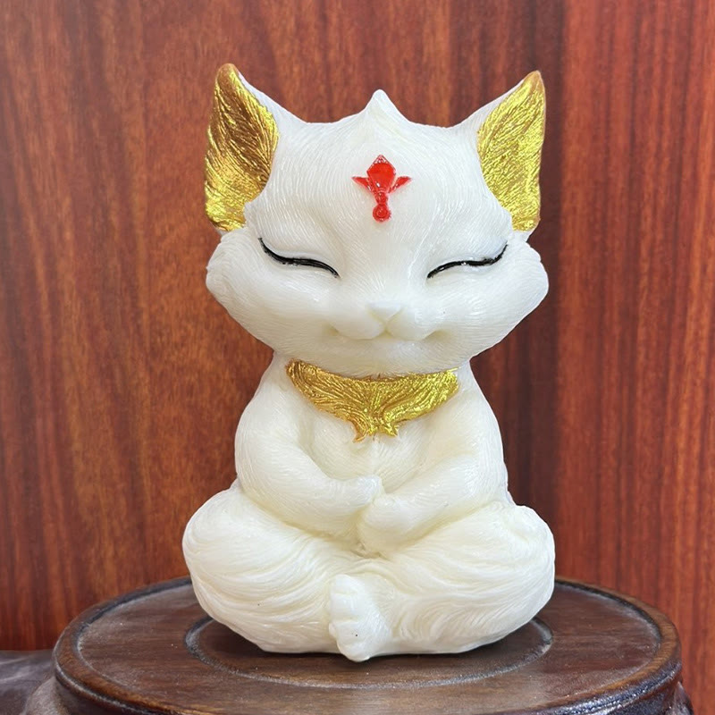 Buddha Stones Nine Tailed Fox Carved Ivory Fruit Blessing Home Decoration - Ivory Fruit Golden Fox 11*6*6cm - image 0