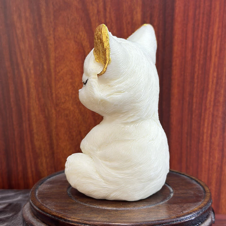 Buddha Stones Nine Tailed Fox Carved Ivory Fruit Blessing Home Decoration - image 3