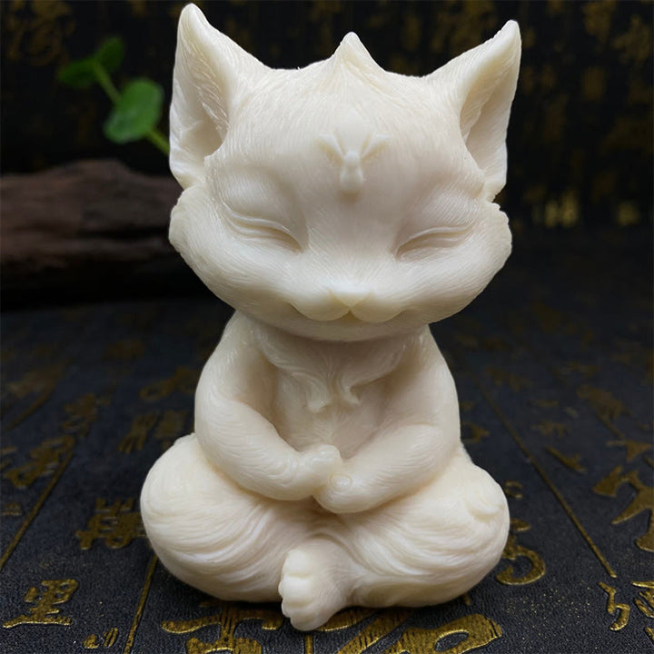 Buddha Stones Nine Tailed Fox Carved Ivory Fruit Blessing Home Decoration - Ivory Fruit White Fox 11*6*6cm - image 10