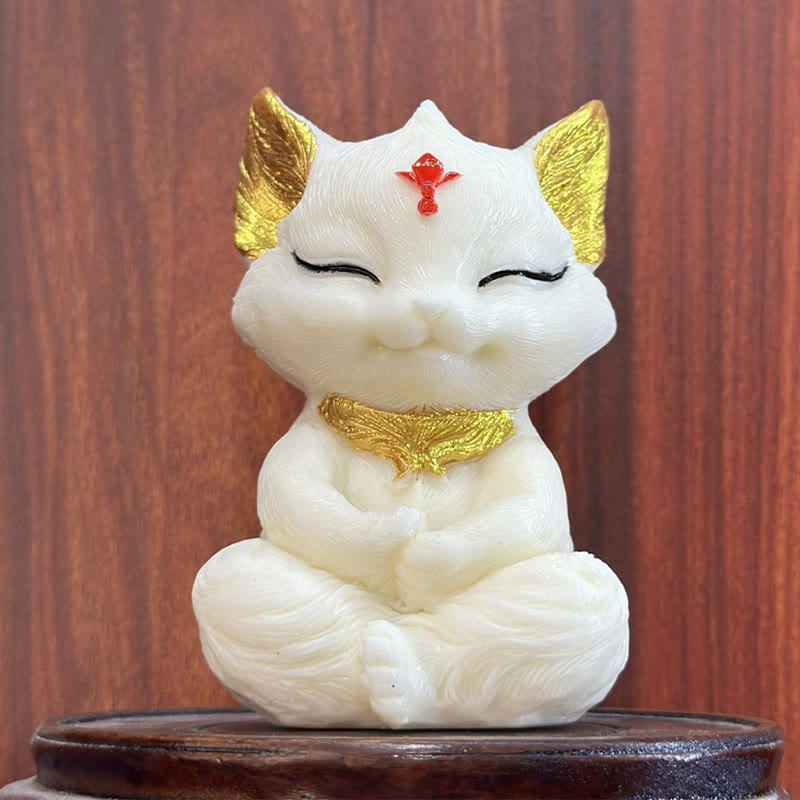 Buddha Stones Nine Tailed Fox Carved Ivory Fruit Blessing Home Decoration - image 4