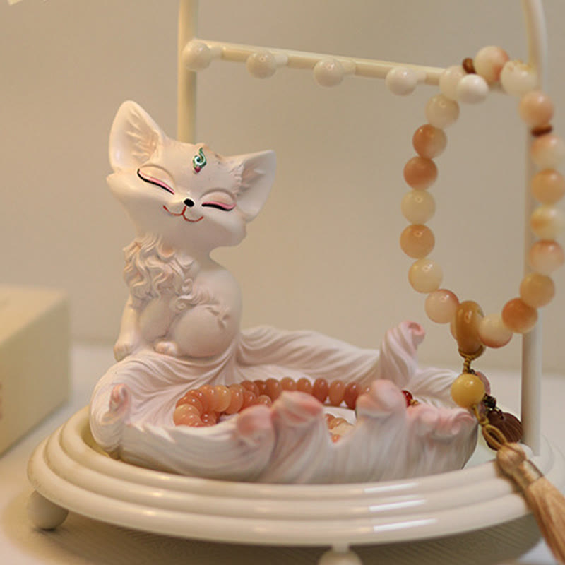 Buddha Stones Nine Tailed Fox Luck Resin Storage Ornaments Home Decoration