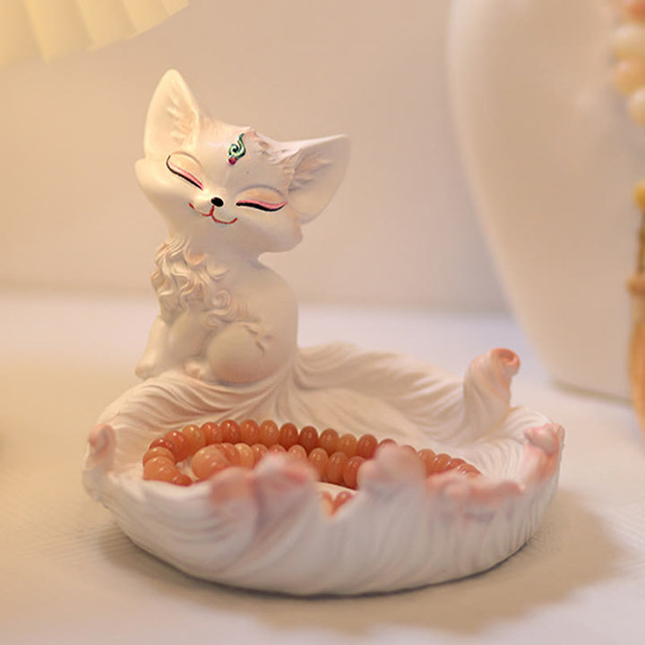 Buddha Stones Nine Tailed Fox Luck Resin Storage Ornaments Home Decoration - image 2