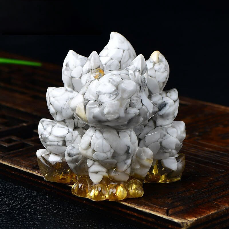 Buddha Stones Natural Various Crystal Strawberry Quartz Amethyst Nine Tailed Fox Protection Home Decoration