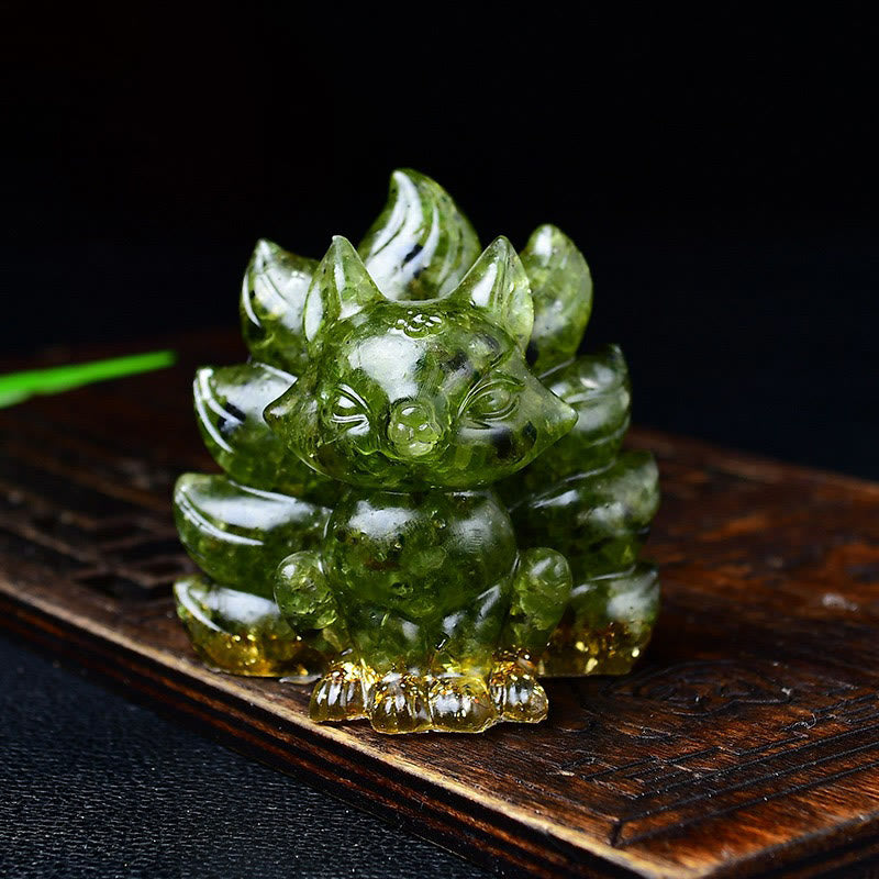Buddha Stones Natural Various Crystal Strawberry Quartz Amethyst Nine Tailed Fox Protection Home Decoration