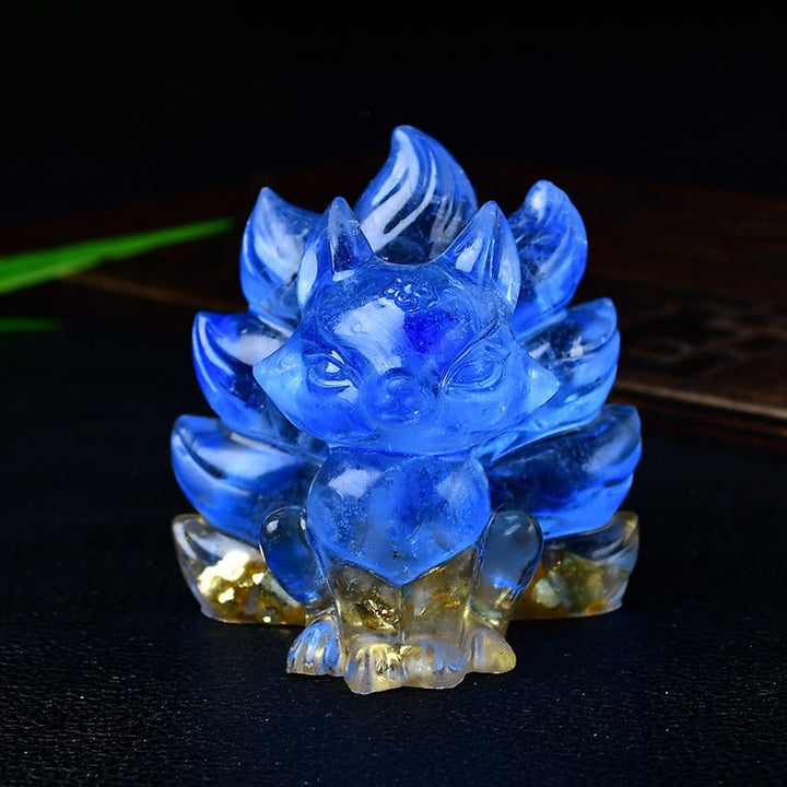 Buddha Stones Natural Various Crystal Strawberry Quartz Amethyst Nine Tailed Fox Protection Home Decoration