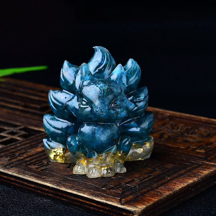 Buddha Stones Natural Various Crystal Strawberry Quartz Amethyst Nine Tailed Fox Protection Home Decoration