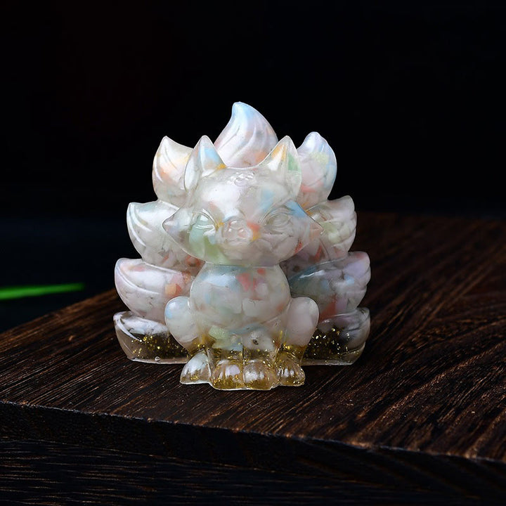 Buddha Stones Natural Various Crystal Strawberry Quartz Amethyst Nine Tailed Fox Protection Home Decoration