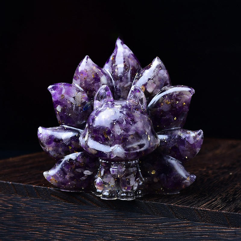 Buddha Stones Small Various Stone Pink Crystal Citrine Amethyst Nine Tailed Fox Warmth Home Decoration