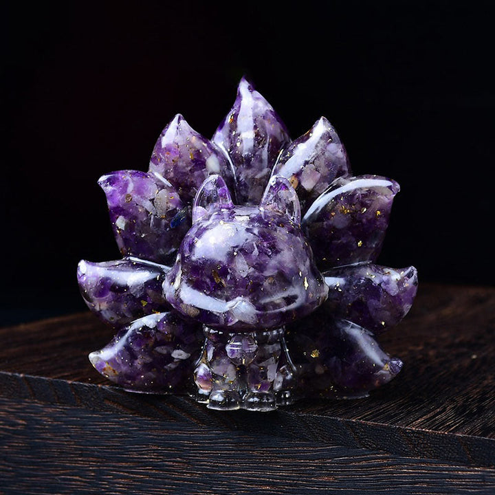 Buddha Stones Small Various Stone Pink Crystal Citrine Amethyst Nine Tailed Fox Warmth Home Decoration