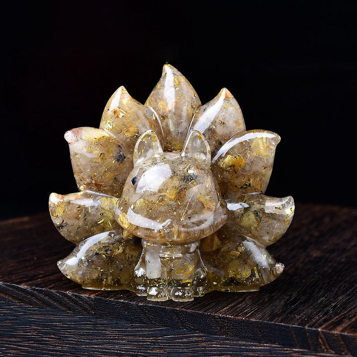 Buddha Stones Small Various Stone Pink Crystal Citrine Amethyst Nine Tailed Fox Warmth Home Decoration - Golden Rutilated Quartz 8.8*6.9*8cm - image 12