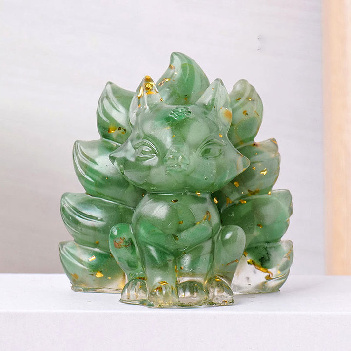 Buddha Stones Small Various Stone Strawberry Quartz Amethyst Green Aventurine Nine Tailed Fox Healing Home Decoration - Green Aventurine - 8*8.7cm - image 8
