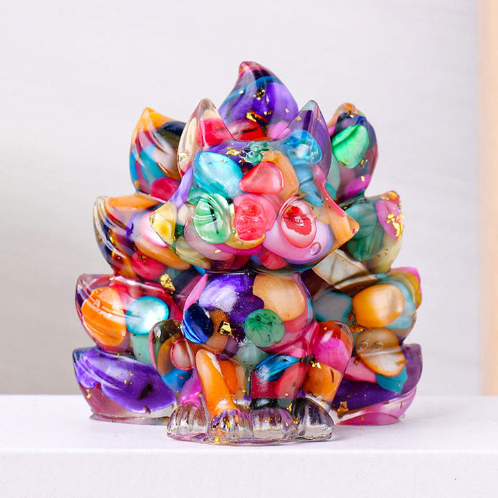 Buddha Stones Small Various Stone Strawberry Quartz Amethyst Green Aventurine Nine Tailed Fox Healing Home Decoration - Colorful Shell - 8*8.7cm - image 23