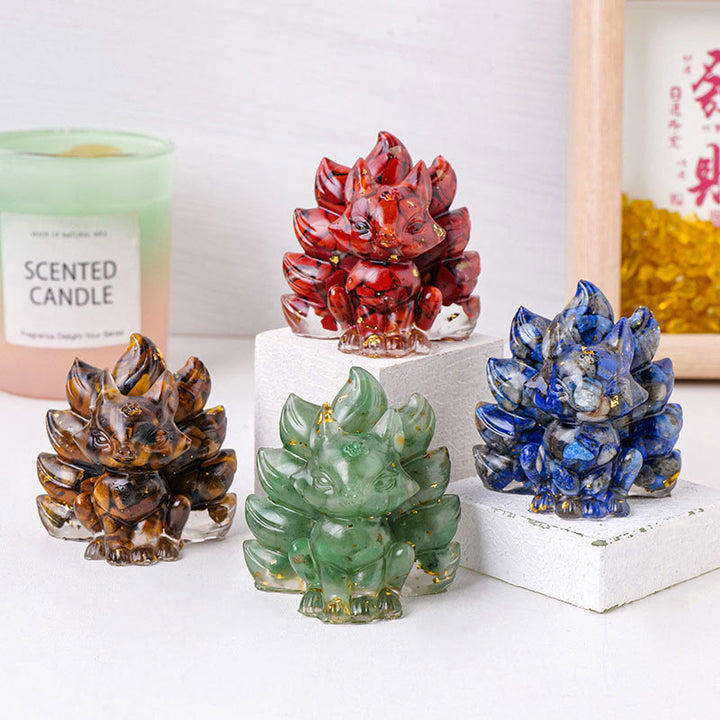 Buddha Stones Small Various Stone Strawberry Quartz Amethyst Green Aventurine Nine Tailed Fox Healing Home Decoration