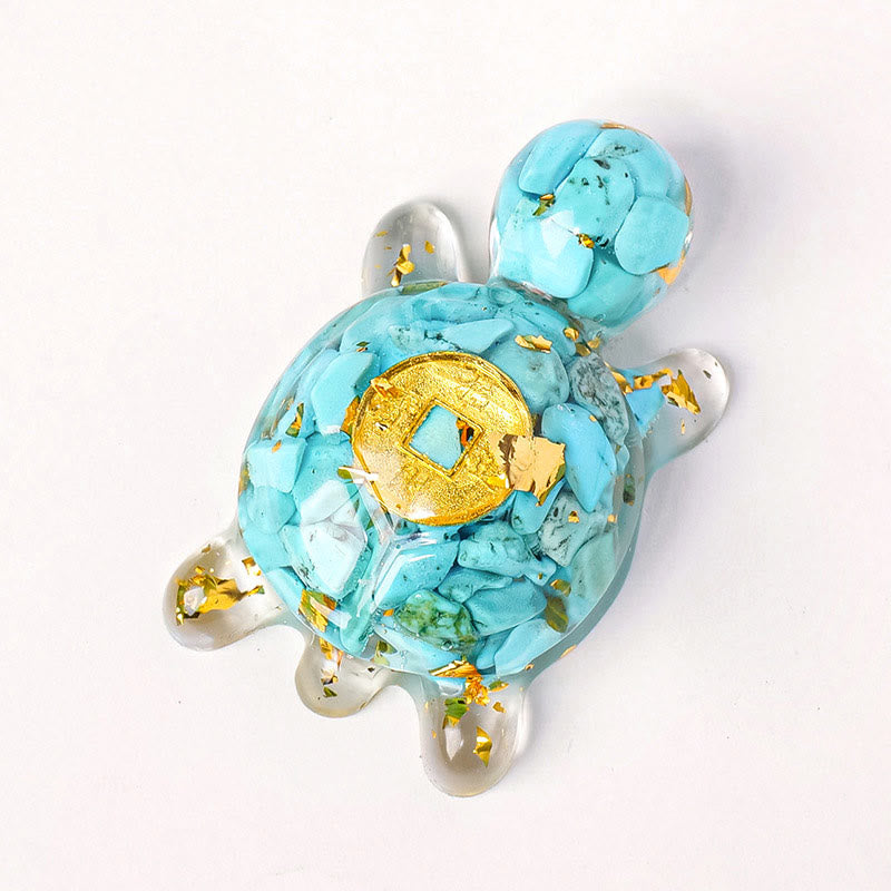 Buddha Stones Small Various Crystal Green Aventurine Amethyst Turtle Copper Coins Luck Home Decoration - Blue Turquoise 5*3cm - image 15