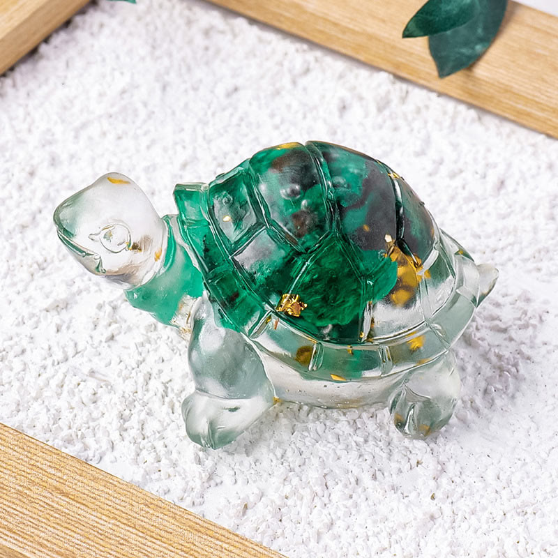 Buddha Stones Various Stone Citrine Green Aventurine Amethyst Mini Turtle Prosperity Home Decoration - Malachite 5*3*2.7cm - image 17