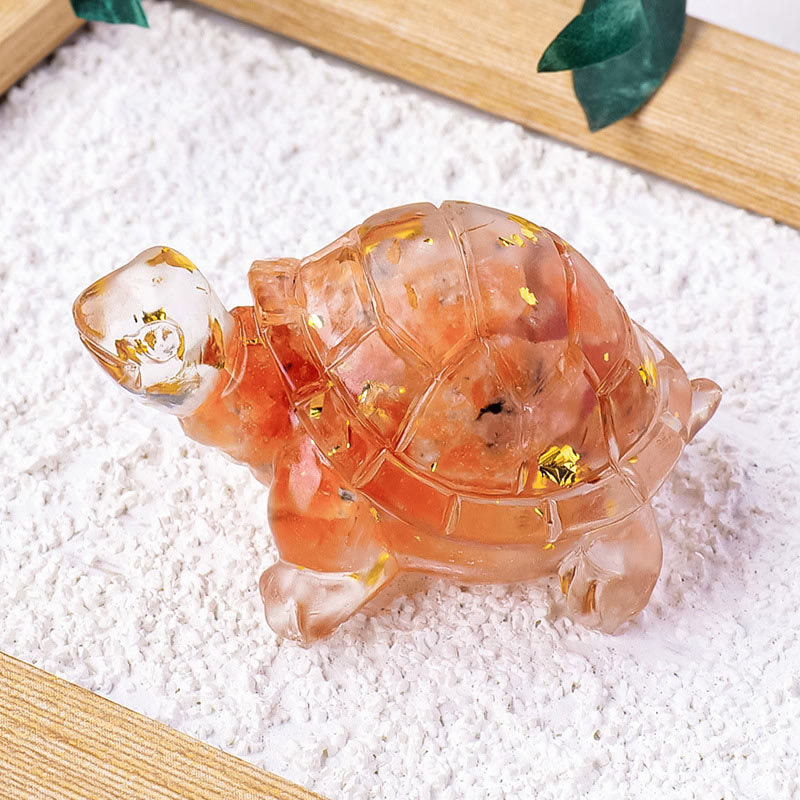Buddha Stones Various Stone Citrine Green Aventurine Amethyst Mini Turtle Prosperity Home Decoration - Sunstone 5*3*2.7cm - image 23