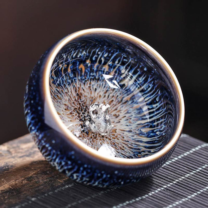 Buddha Stones Handmade Chinese Jianzhan Koi Fish Lotus Dragon Phoenix 12 Chinese Zodiac Ceramic Teacup Kung Fu Tea Cup 70ml