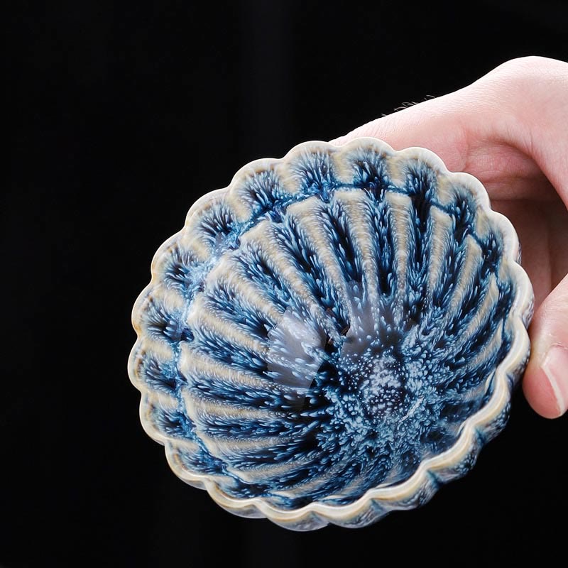 Buddha Stones Handmade Small Chinese Jianzhan Lotus Ceramic Teacup Kung Fu Tea Cup 80ml
