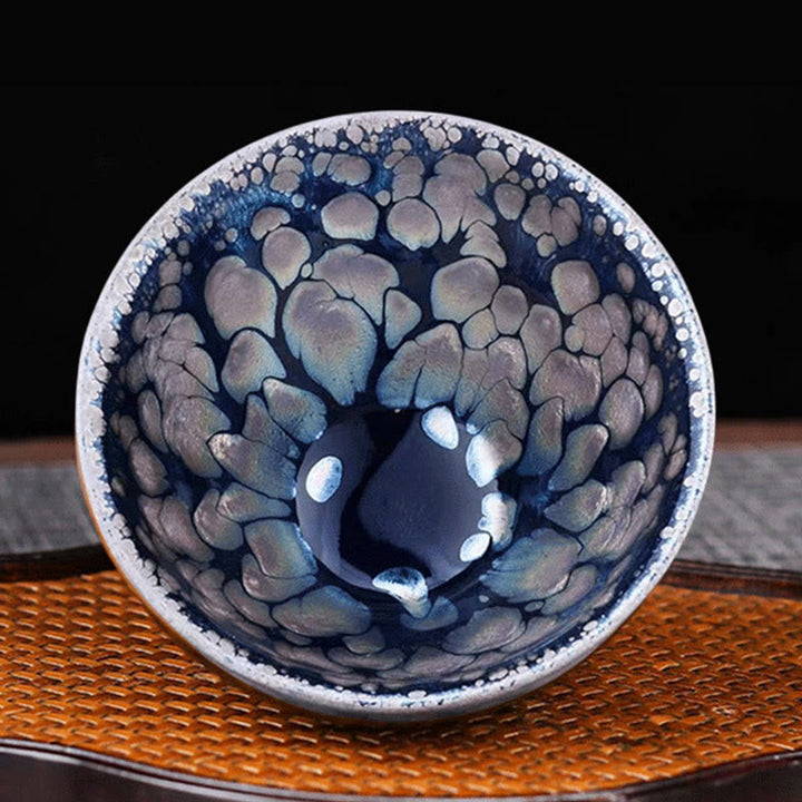 Buddha Stones Handmade Chinese Jianzhan Purple Blue Spot Ceramic Teacup Tenmoku Kung Fu Tea Cup 150ml