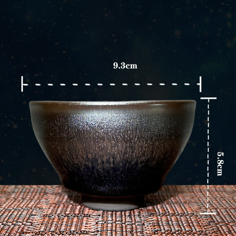 Buddha Stones Handmade Chinese Jianzhan Oil Drop Spots Pattern Ceramic Teacup Tenmoku Kung Fu Tea Cup 150ml