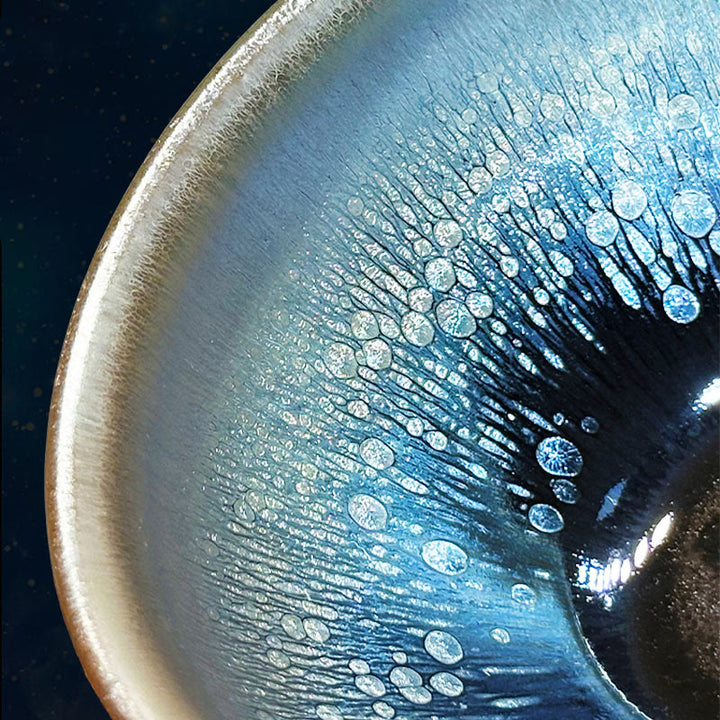 Buddha Stones Handmade Chinese Jianzhan Oil Drop Spots Pattern Ceramic Teacup Tenmoku Kung Fu Tea Cup 150ml - image 5