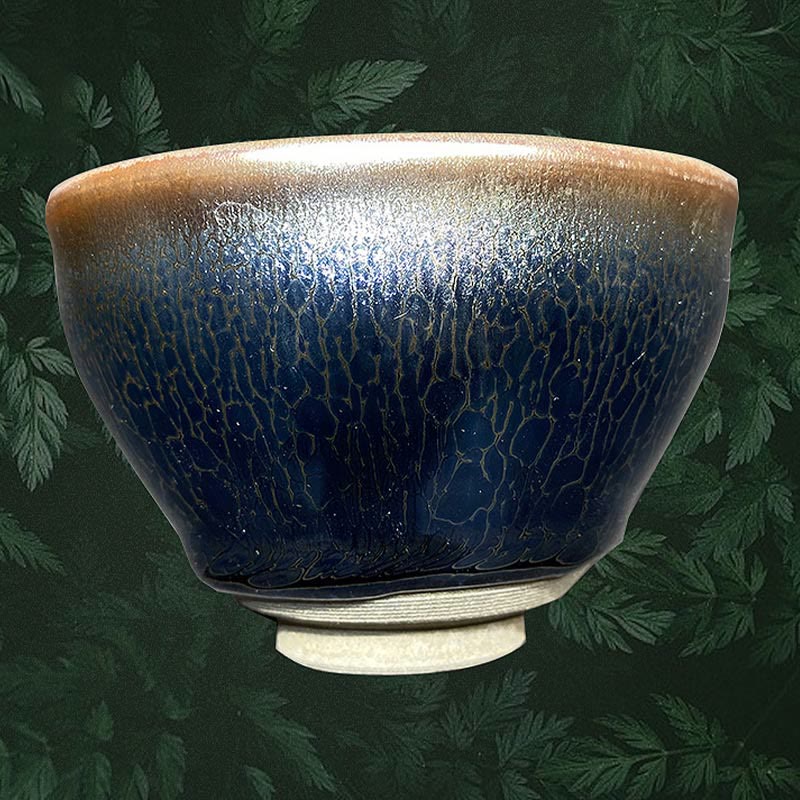Buddha Stones Handmade Chinese Jianzhan Lotus Blue Ceramic Teacup Kung Fu Tea Cup 150ml