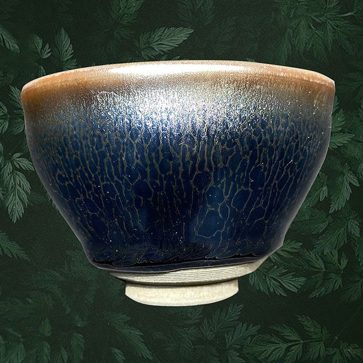 Buddha Stones Handmade Chinese Jianzhan Lotus Blue Ceramic Teacup Kung Fu Tea Cup 150ml