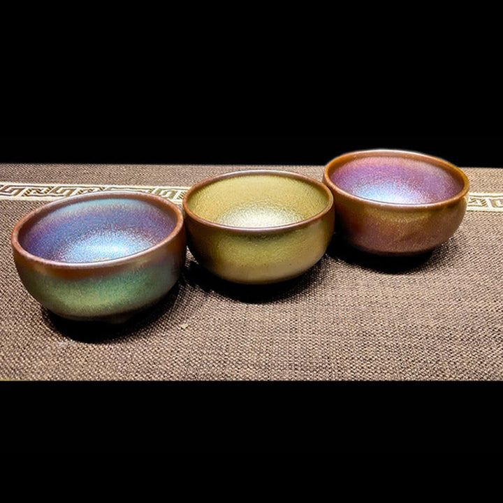 Buddha Stones Handmade Chinese Jianzhan Koi Fish Lotus Leaf Ceramic Teacup Kung Fu Tea Cup 150ml