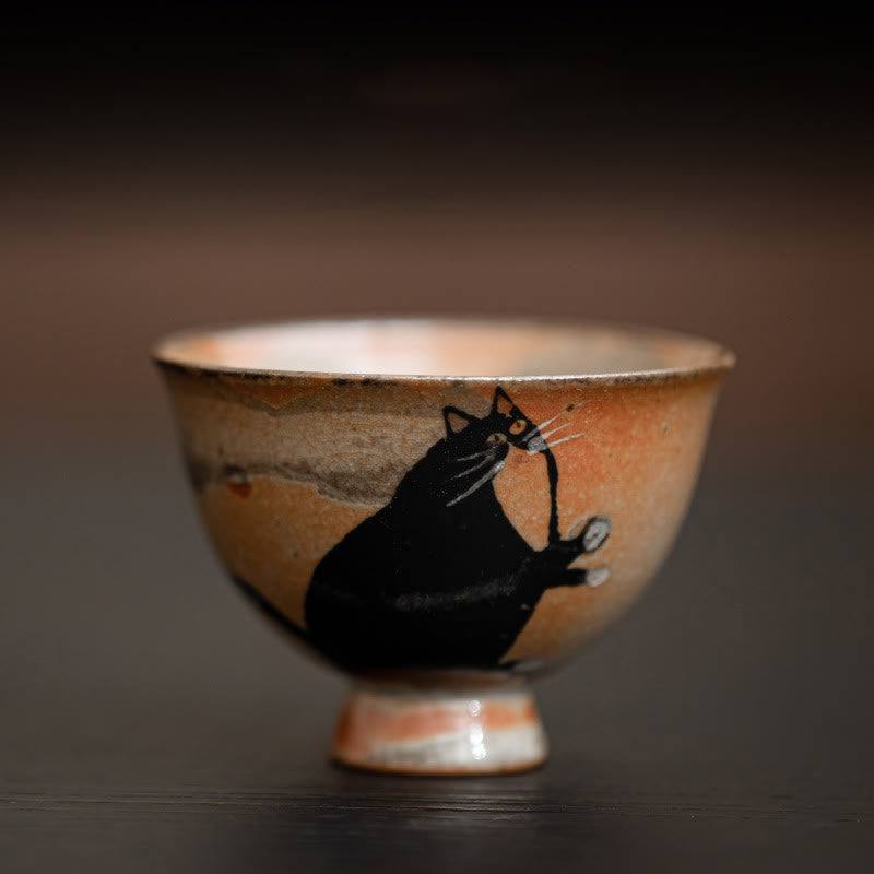 Buddha Stones Small Cute Cat Teacup Kung Fu Tea Cup 60ml