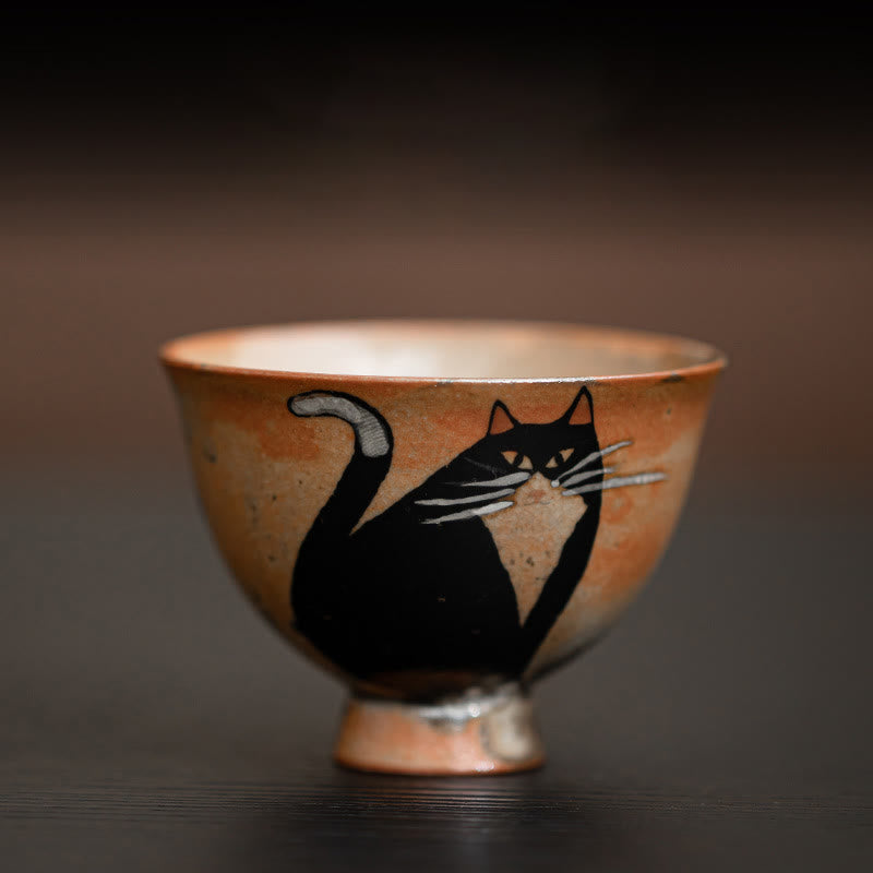 Buddha Stones Small Cute Cat Teacup Kung Fu Tea Cup 60ml