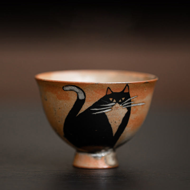 Buddha Stones Small Cute Cat Teacup Kung Fu Tea Cup 60ml