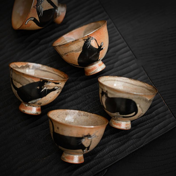 Buddha Stones Small Cute Cat Teacup Kung Fu Tea Cup 60ml