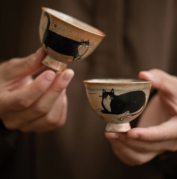 Buddha Stones Small Cute Cat Teacup Kung Fu Tea Cup 60ml