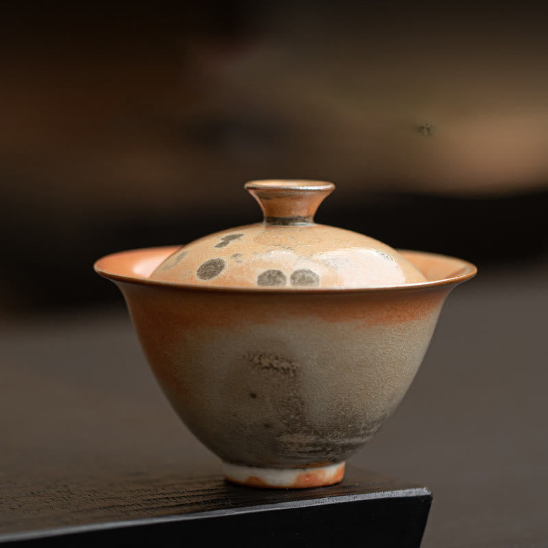 Buddha Stones Cute Cat Ceramic Gaiwan Teacup Kung Fu Tea Cup With Lid 130ml