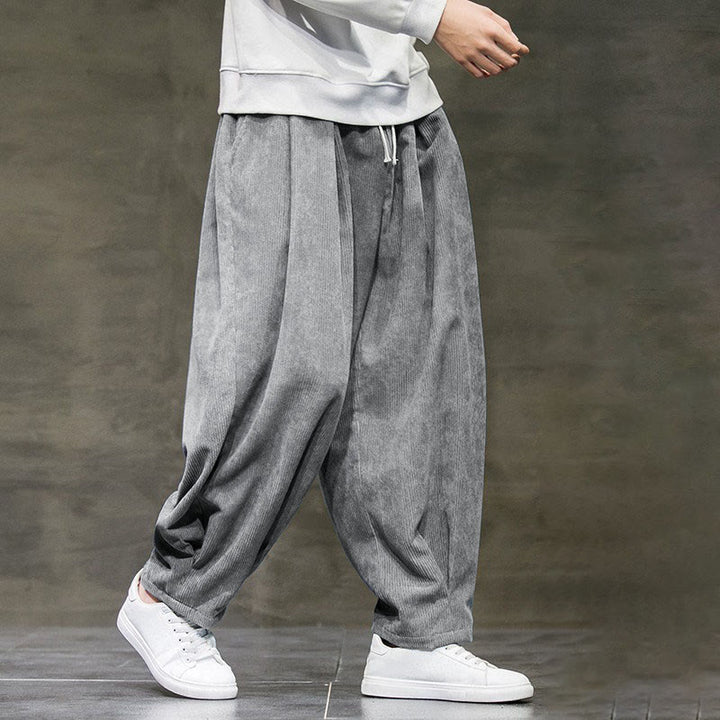 Buddha Stones Casual Plain Cotton Bloomer Men's Pants With Pockets