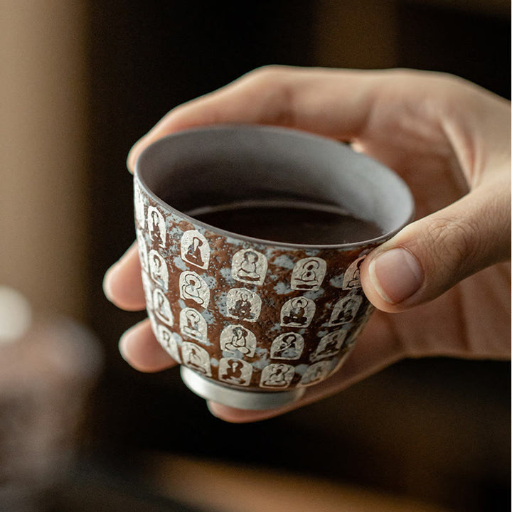 Buddha Stones Ten Thousand Buddha Poems Teacup Kung Fu Tea Cup 100ml With Gift Box