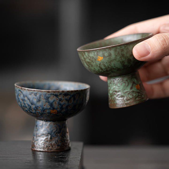 Buddha Stones Vintage Auspicious Clouds Goblet Teacup Kung Fu Tea Cup 60ml
