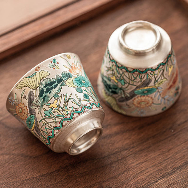Buddha Stones Fish Lotus Seaweed Teacup Kung Fu Tea Cup 45ml With Gift Box