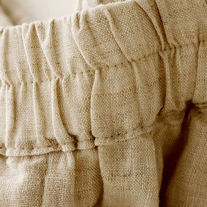 Buddha Stones Summer Solid Color Side Button Design Cotton Linen Women's Harem Pants With Pockets - image 2