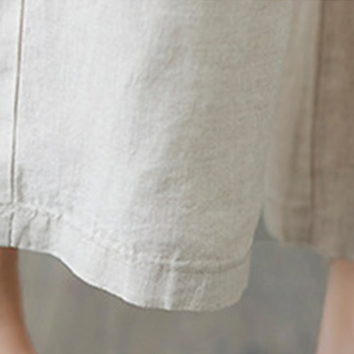 Buddha Stones Daily Solid Color Patchwork Simple Design Cotton Linen Women's Pants With Pockets - image 11