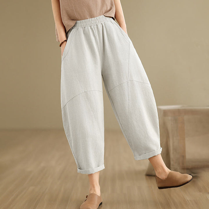 Buddha Stones Spring 7-8 Length Solid Color Women's Harem Pants With Pockets - image 2