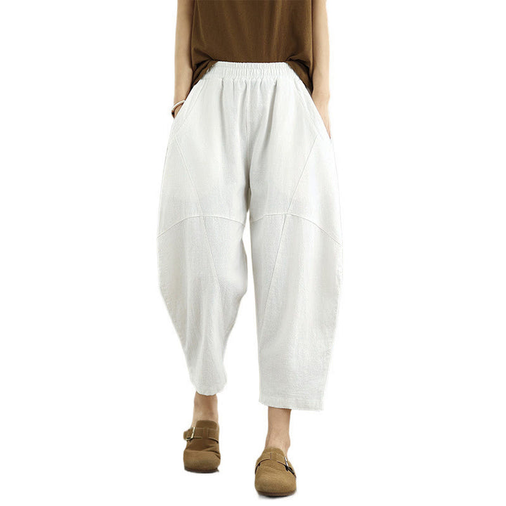 Buddha Stones Spring 7-8 Length Solid Color Women's Harem Pants With Pockets - image 27