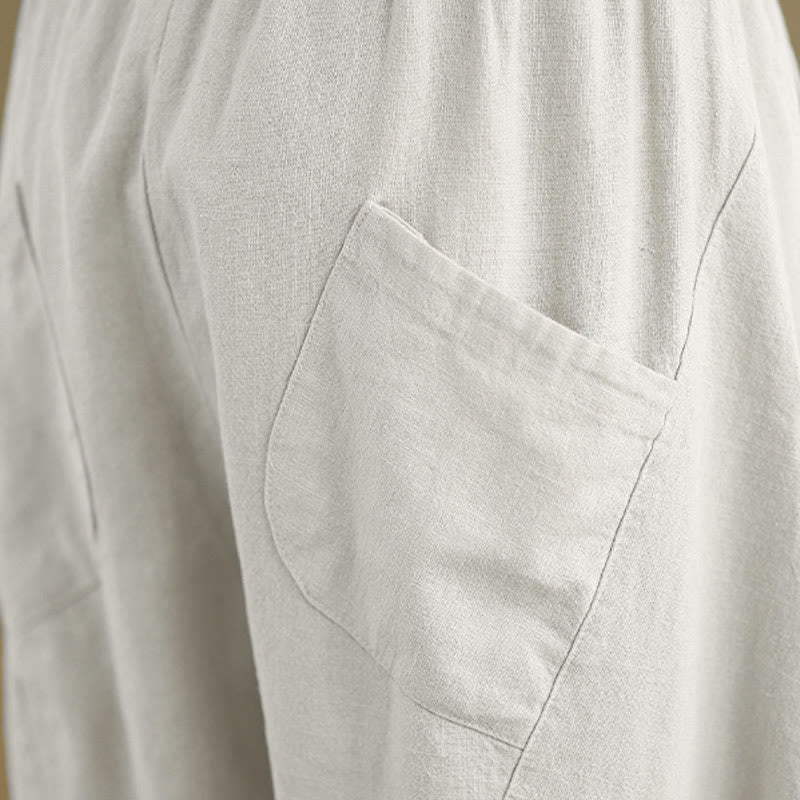 Buddha Stones Spring 7-8 Length Solid Color Women's Cotton Linen Harem Pants With Pockets - image 9
